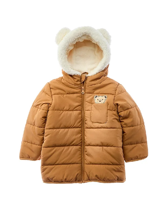 Wippette 3D Cute Bear Applique Quilted Puffer Jacket