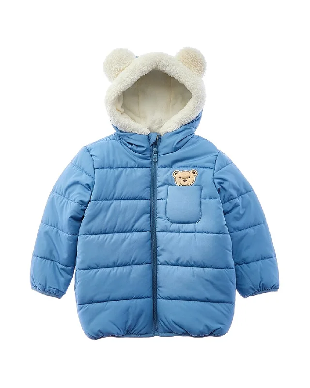 Wippette 3D Cute Bear Applique Quilted Puffer Jacket