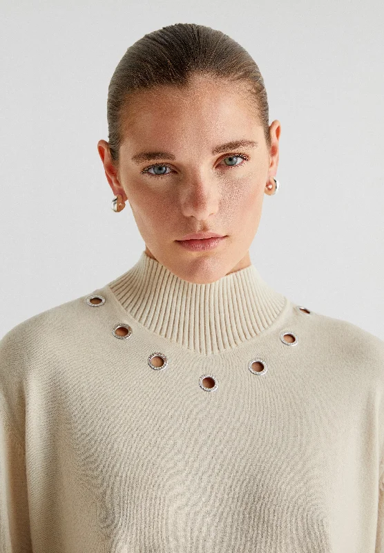 SWEATER WITH EYELET DETAILS