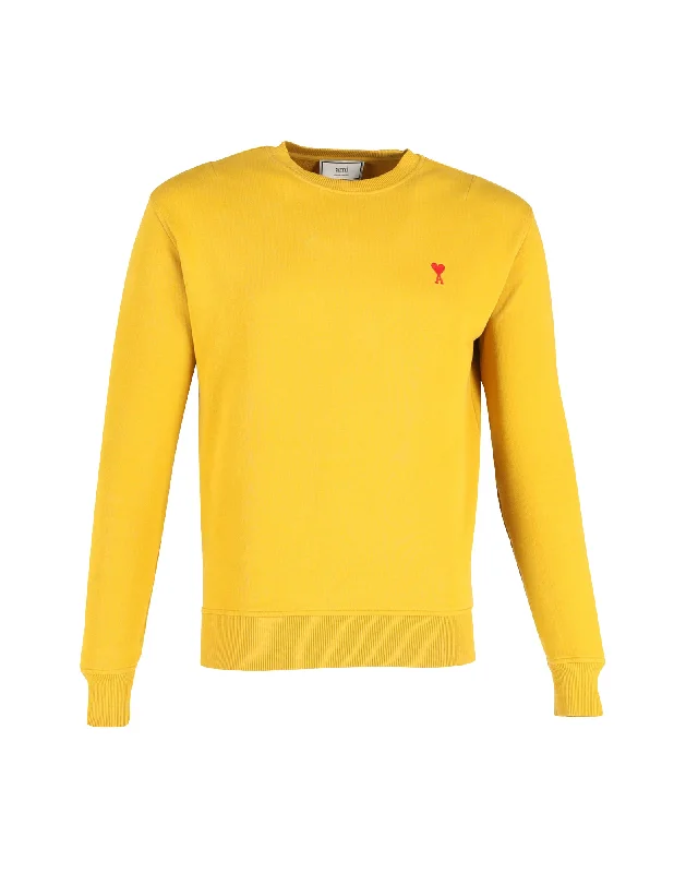 Ami Paris AMI de Coeur Sweatshirt in Yellow Cotton