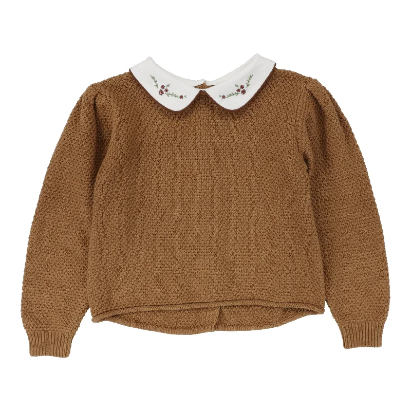 ANALOGIE CAMEL EMBROIDERED COLLAR SWEATER [FINAL SALE]