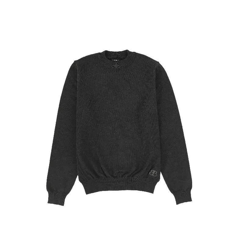 Bamboo Hunter Green Knit Emblem Crew Neck Sweater [FINAL SALE]