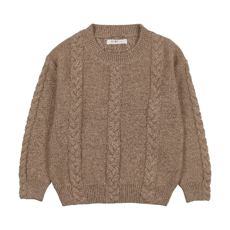 Coco Blanc Mocha Cabled Crew Sweater