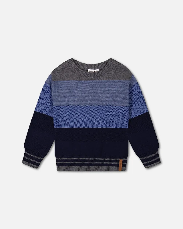 Colorblock Sweater Blue Gradient