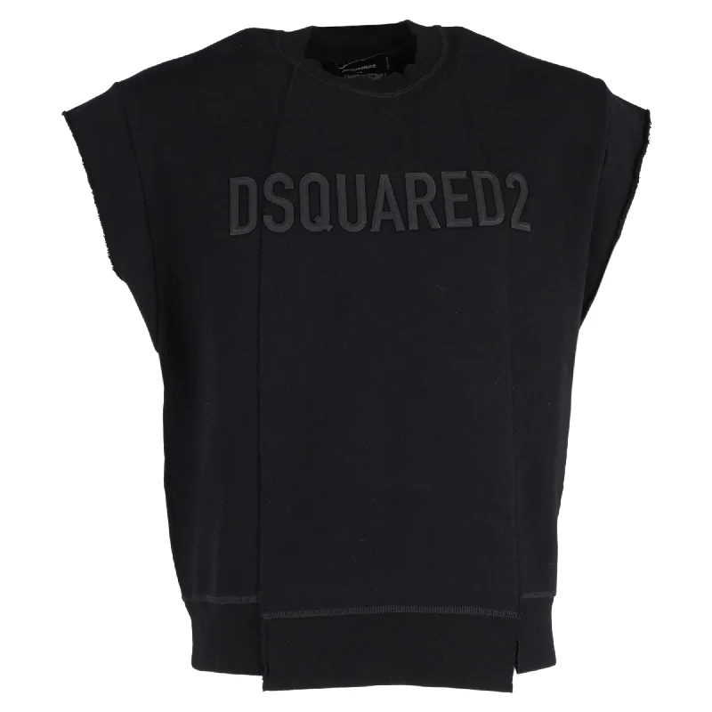 DSquared2 Uneven Short Sleeve Sweatshirt in Black Cotton