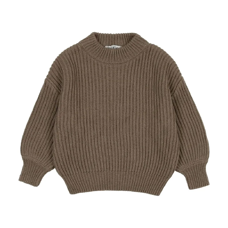 Kin + Kin Taupe Fisherman Ribbed Sweater (K122)