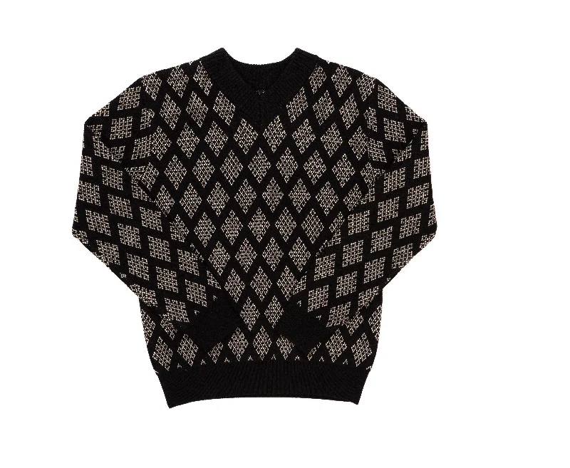 Klai Charcoal Pattern V Neck Sweater