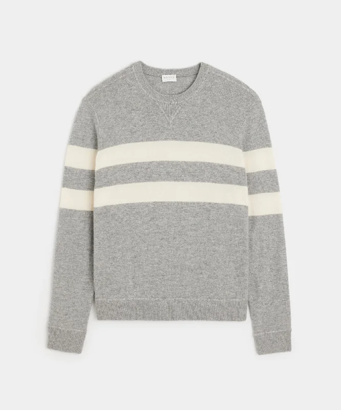 Cashmere Stripe Sweatshirt in Heather Grey