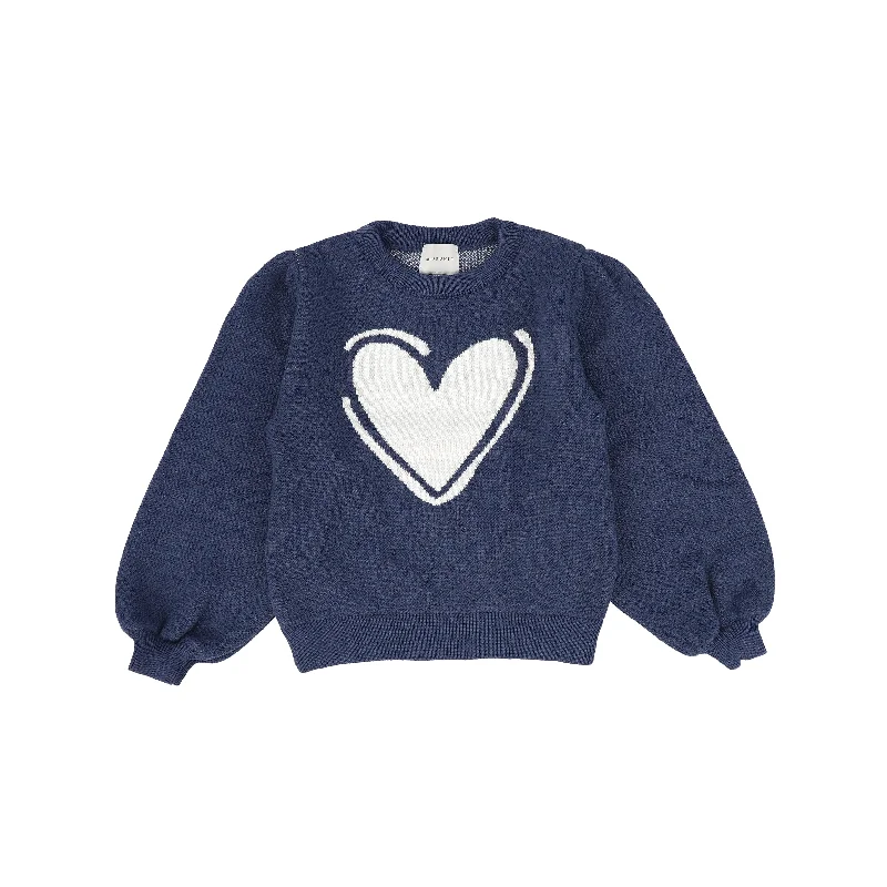 MIPOUNET BLUE HEART PATCH KNIT SWEATER [FINAL SALE]