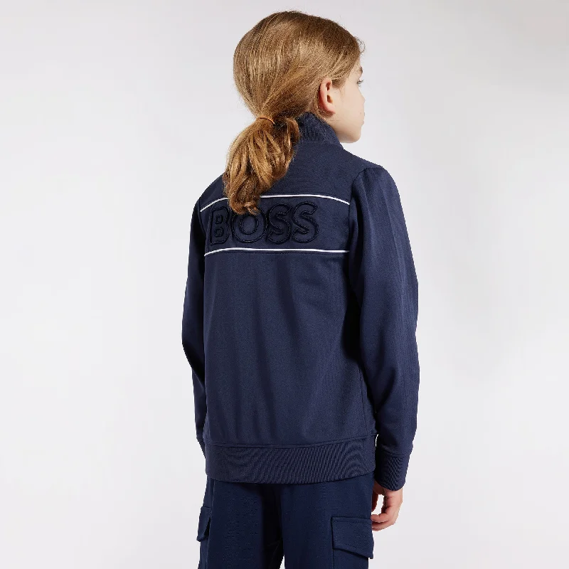 Navy Logo Zip Up Sweatshirt