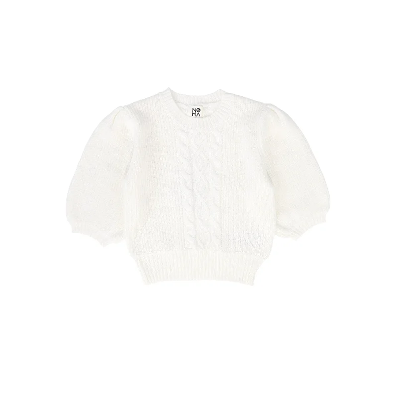 NOMA IVORY CABLE KNIT PUFF SLEEVE SWEATER [FINAL SALE]