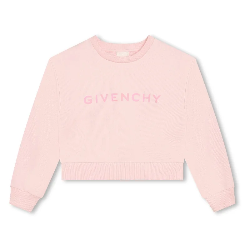 Pink Logo Print Fleece Sweatshirt